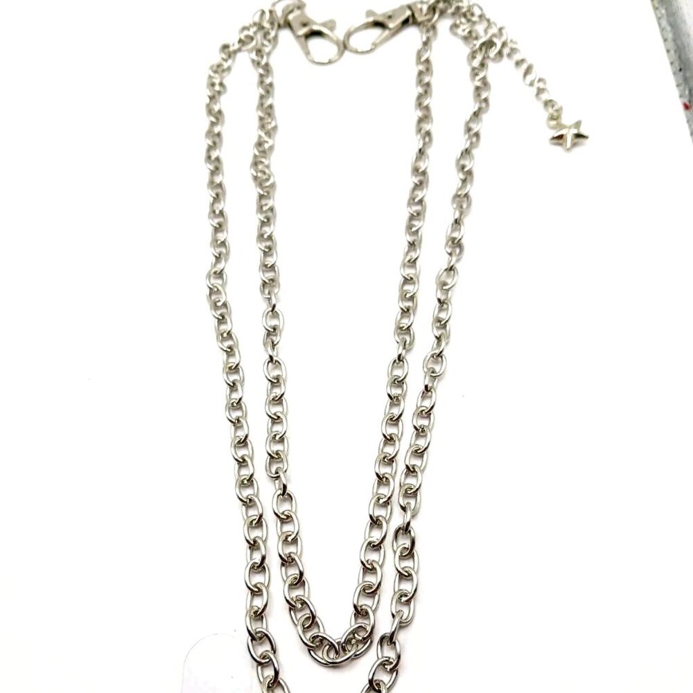 Star Double Layered Pants Or Wallet Chain 19 Inches Silver Tone
